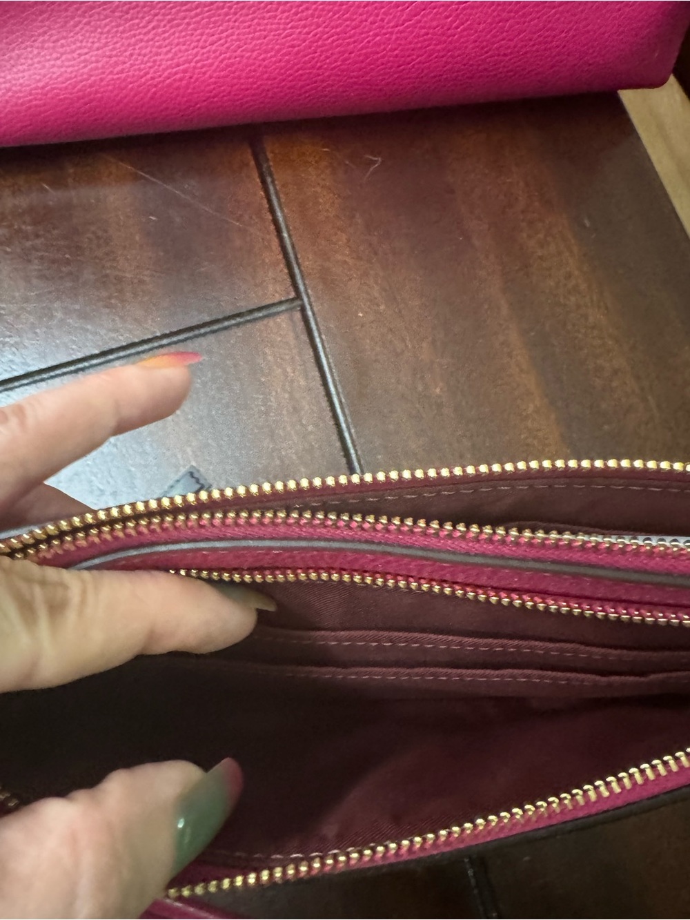 Coach Hot Pink Leather Tote with Signature Canvas Wristlet - Picture 11 of 11